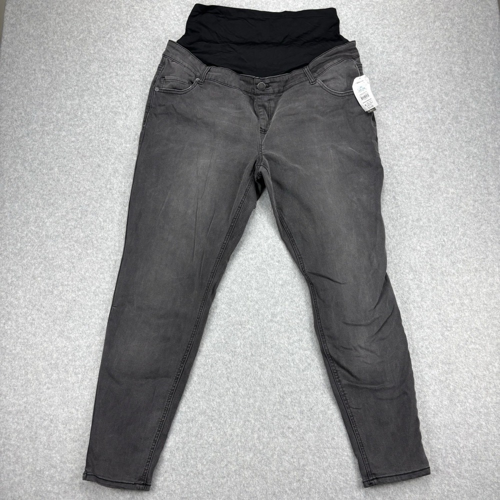 Time And Tru Maternity Jeans Women XL Gray Denim Stretch Comfort Skinny 5-Pocket